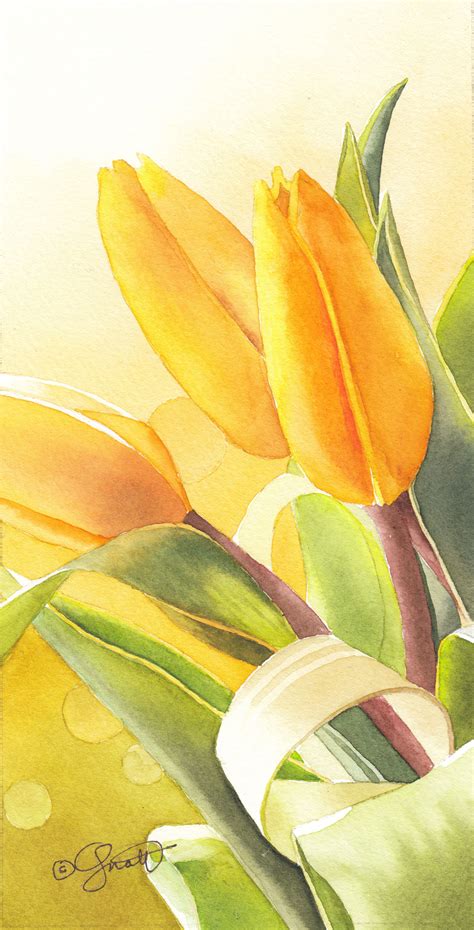 Yellow Tulips Instructional Watercolor Video Watercolor Paintings