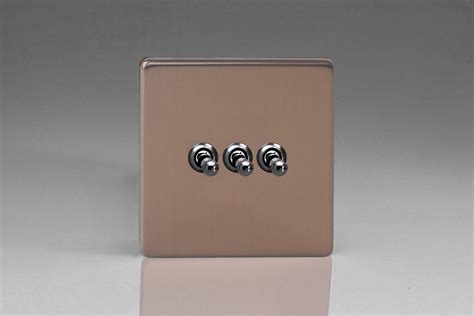 Varilight Flat Plate Screwless Brushed Bronze Gang A Or Way