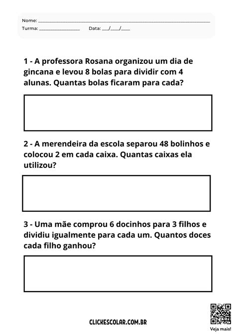 Situações Problema De Divisão 3 Ano BRAINCP