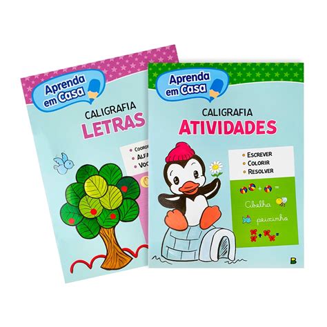 Kit Livros Aprenda Em Casa Caligrafia Letras Atividades