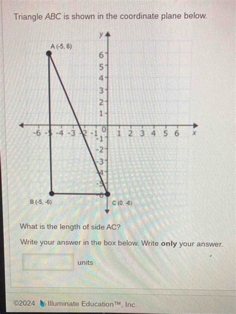 Solved Triangle ABC Is Shown In The Coordinate Plane Below What Is