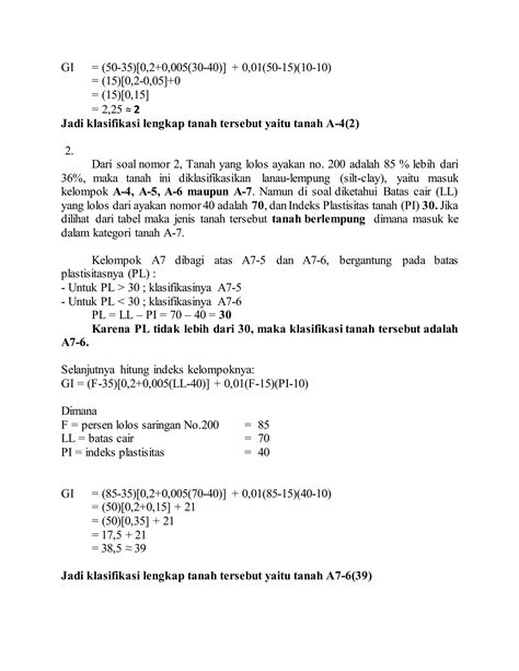 Mekanika Tanah I Perhitungan Klasifikasi Tanah Pdf