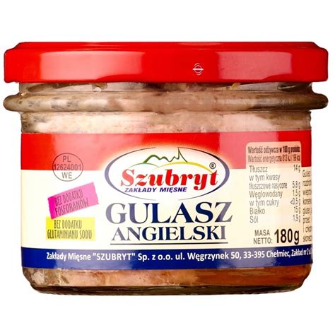 Konserwa wieprzowina Szubryt Gulasz angielski 180 g słoik porównaj