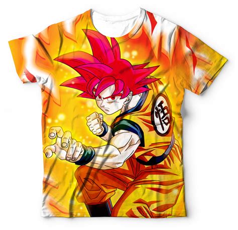 Camiseta Camisa Goku Deus Super Saiyajin Vermelho Dragon Elo