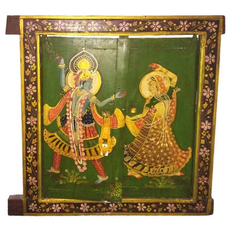 Multicolor Shrinath Art Gallery Wooden Radha Krishna Painted Window At