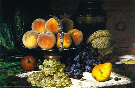 Paintings Reproductions Still Life With Melon Peaches Books And