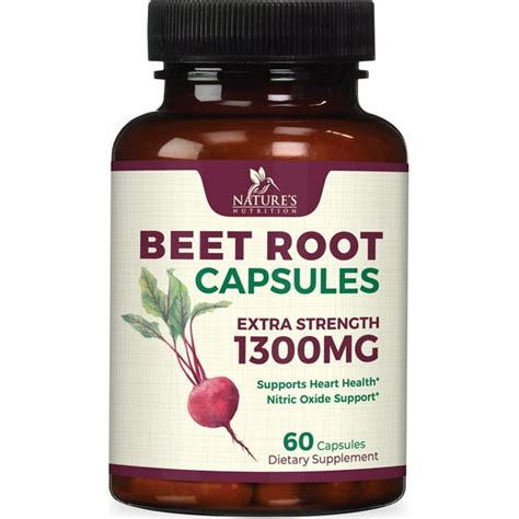 Nature S Nutrition 1300mg Beet Root Capsules Nitric Oxide And Energy Boost Heart Health 60