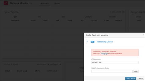 Add A Device Setting Up Snmp Community String Spiceworks Support