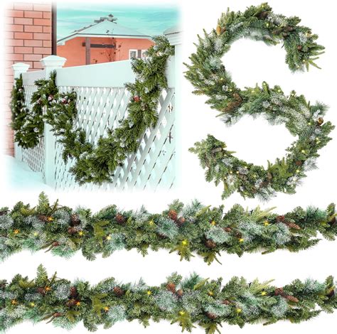 Amazon Zeyune 2 Pack 9ft Pre Lit Christmas Garland With 50 Warm