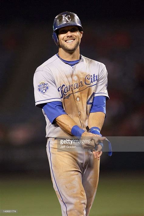 Alex Gordon of the Kansas City Royals laughs as he waits to take his ...