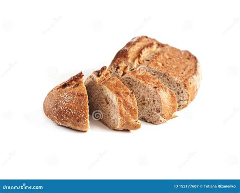 Loaf Of Whole Wheat Bread With Slices Isolated On White Stock Image