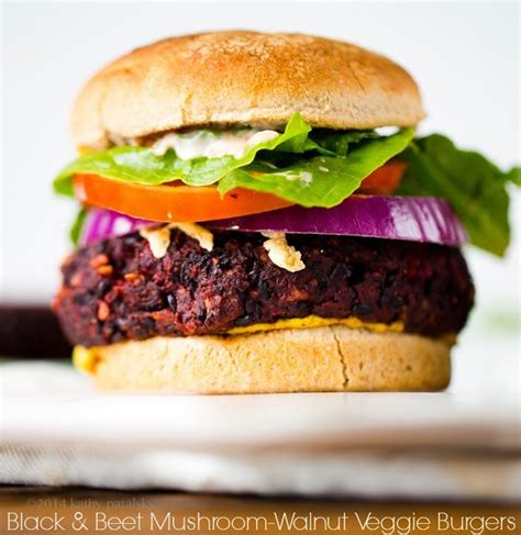 Black And Beet Mushroom Walnut Veggie Burgers Best Vegan Burger Recipe Vegan Burger Recipe