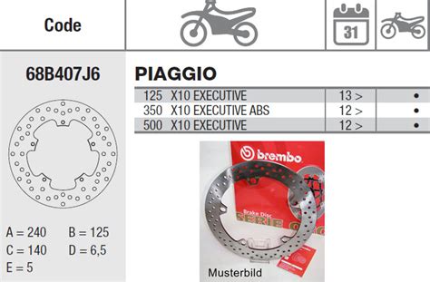 Brembo Bremsscheibe Performance Serie Oro 68B407J6 Hinten