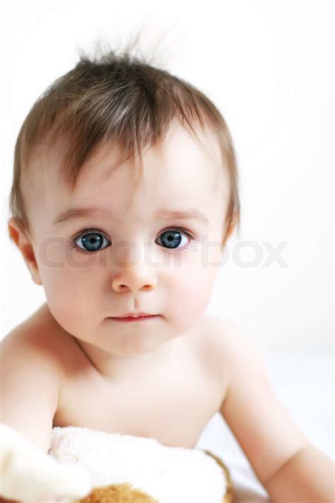 Cute Baby Boy With Blue Eyes And Brown Hair