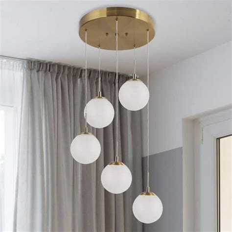 Reviews For Zevni Modern Farmhouse 5 Light Integrated LED Brass Gold