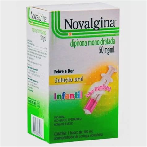 Novalgina Solucao Oral Infantil 50mg ML Caixa 1 Frasco 100mL