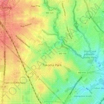 Takoma Park topographic map, elevation, terrain