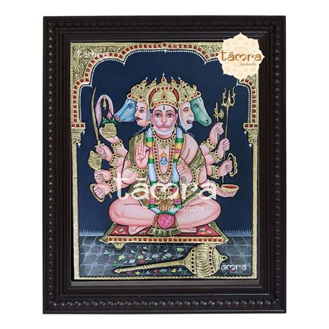 Tanjore Painting Panchmukhi Hanuman Tamra Handicrafts