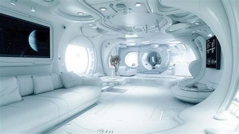 Premium Photo White Living Room In Spaceship Design Of Habitat In