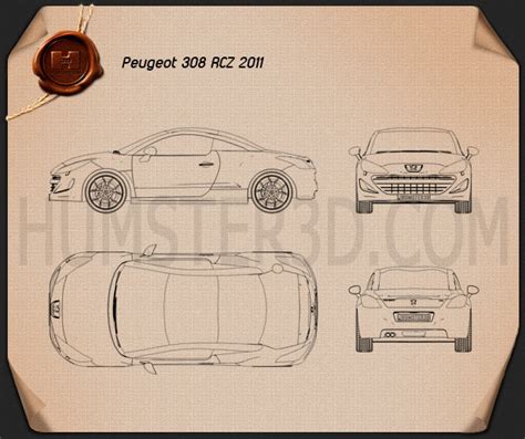 Peugeot 308 Rcz 2011 Blueprint Hum3d