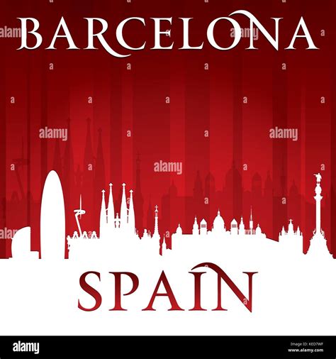 Barcelona Spain City Skyline Silhouette Vector Illustration Stock