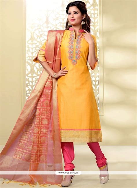 Buy Delightsome Yellow Churidar Designer Suit Churidar Salwar Suits