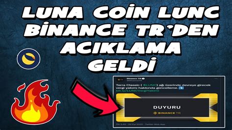 LUNA COİN LUNC BİNANCE TR DEN ACIKLAMA GELDİ luna lunc lunacoin