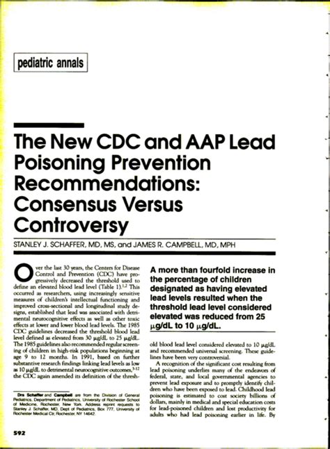 The New Cdc And Aap Lead Poisoning Prevention Recommendations