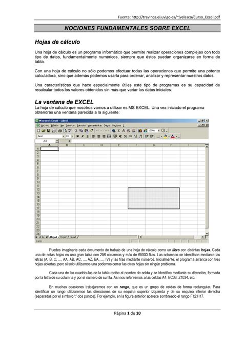 Nocionesde Excel Apoyo Excel Nociones Fundamentales Sobre Excel Hojas