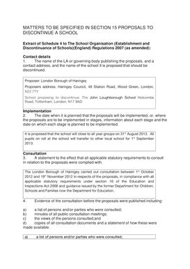 Fillable Online Haringey Gov Statutory Proposal For The John