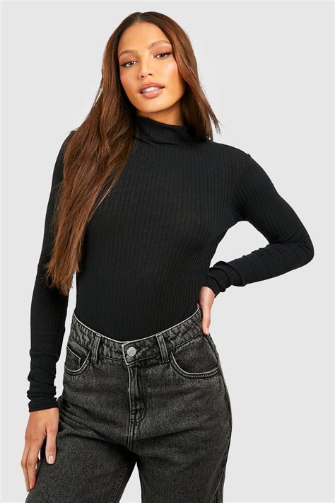 Tall Soft Rib Funnel Neck Longsleeve Bodysuit Boohoo Usa