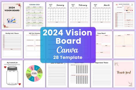 2024 Vision Board Canva Interior Graphic By Munjixpro · Creative Fabrica