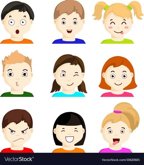 Kids with different emotions set 1 Royalty Free Vector Image