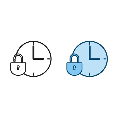 time lock logo icon illustration colorful  outline  vector