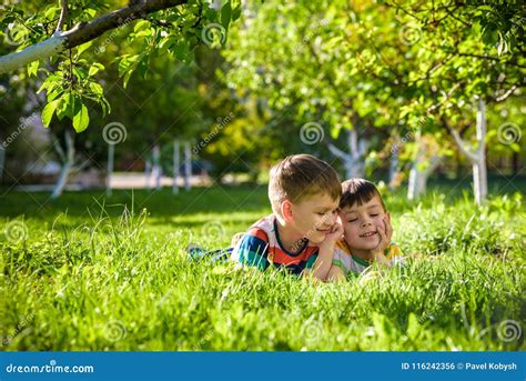 Happy Children Having Fun Outdoors. Kids Playing in Summer Park Stock ...