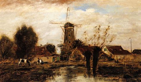 Artwork Replica Landscape With Windmill By Johan Barthold Jongkind