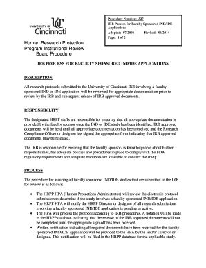 Fillable Online Researchcompliance Uc Procedure Number Applications