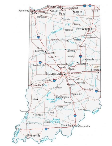 Free Indiana Map With Cities And The Top 20 Cities In Indiana