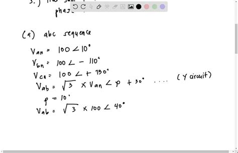 SOLVED Sketch Van And Vac For A Balanced 3 Phase System Where Is