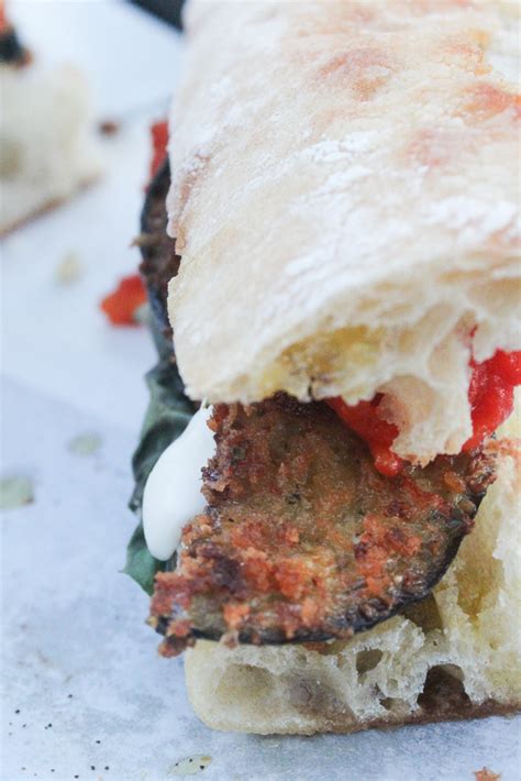 Eggplant Parmesan Sandwich On Toasted Ciabatta Tiny Red Kitchen