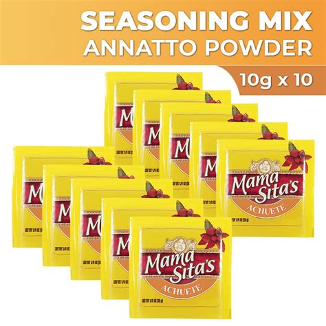 Mama Sita S Seasoning Mix All Natural Achuete Annatto Powder 10g X 10 Shopee Philippines