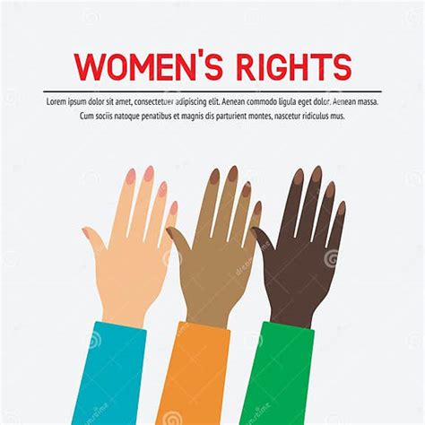 Women`s Rights Concept Three Female Raised Hands Stock Vector