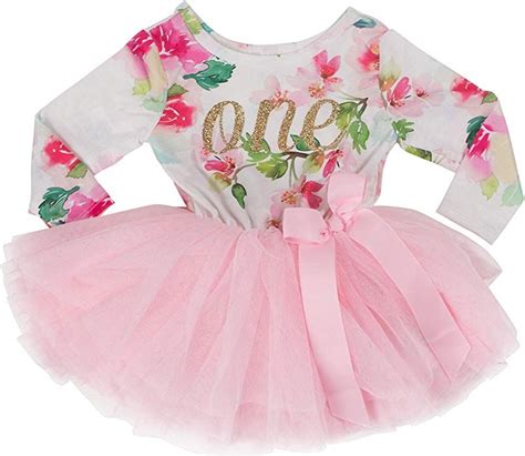 Grace And Lucille Pink Floral Long Sleeve Baby Birthday Dress