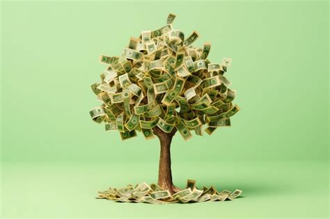 Premium Ai Image Money Tree With Dollars Instead Of Leaves On A Lightgreen Empty Background Ai