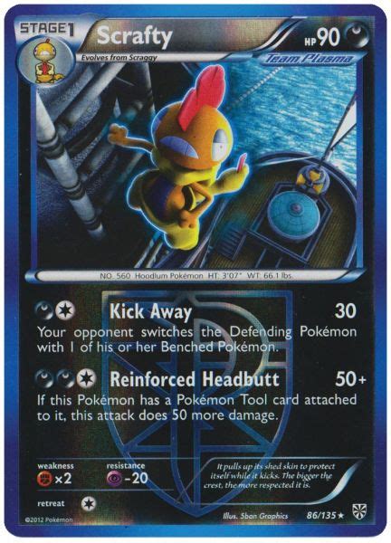 Pok Mon Black White Plasma Storm Card Scrafty Parallel Reverse