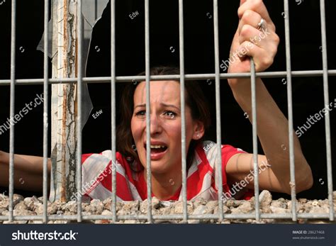 Woman Behind Bars Old Prison Crying Foto Stock 28627468 Shutterstock