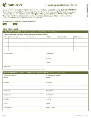 Fillable Online Housing Application Form Open Objects Fax Email Print