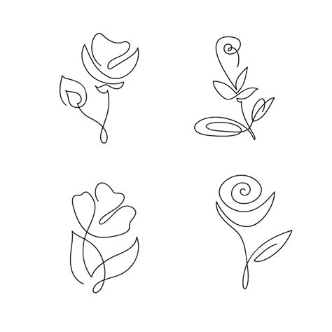 Continuous Line Drawing Vector Design Images Set Of Continuous Line