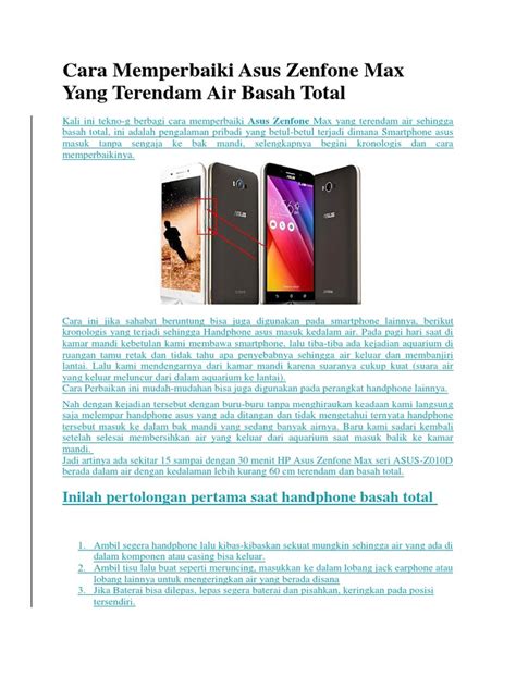 Cara Memperbaiki Asus Zenfone Max Yang Terendam Air Basah Total Pdf