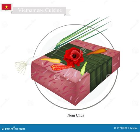 Nem Chua Or Vietnamese Fermented Pork Or Beef Sausage Stock Vector